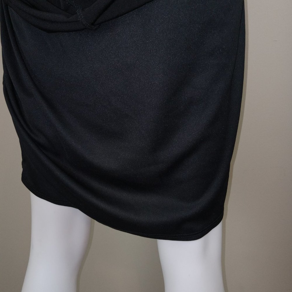 Emma & Michele Women's Halter Maxi Dress Size 14 Black Gold Chain Faux Wrap - Picture 8 of 11